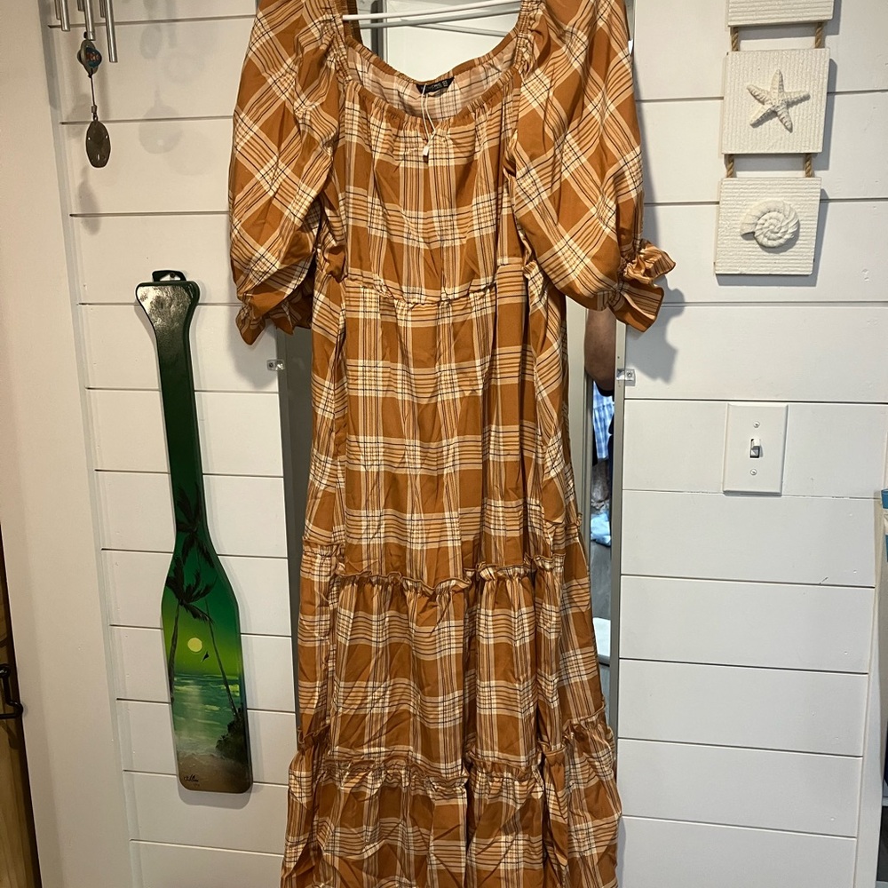 Plaid Puff Sleeve Dress size large